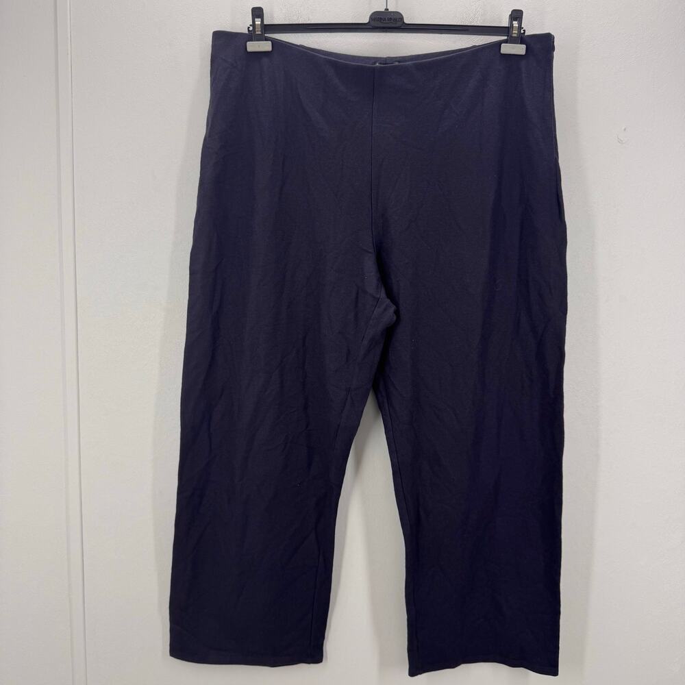 NWT Eileen Fisher Boiled Wool Jersey Straight Pant Plus 3X Navy Old Money Ca